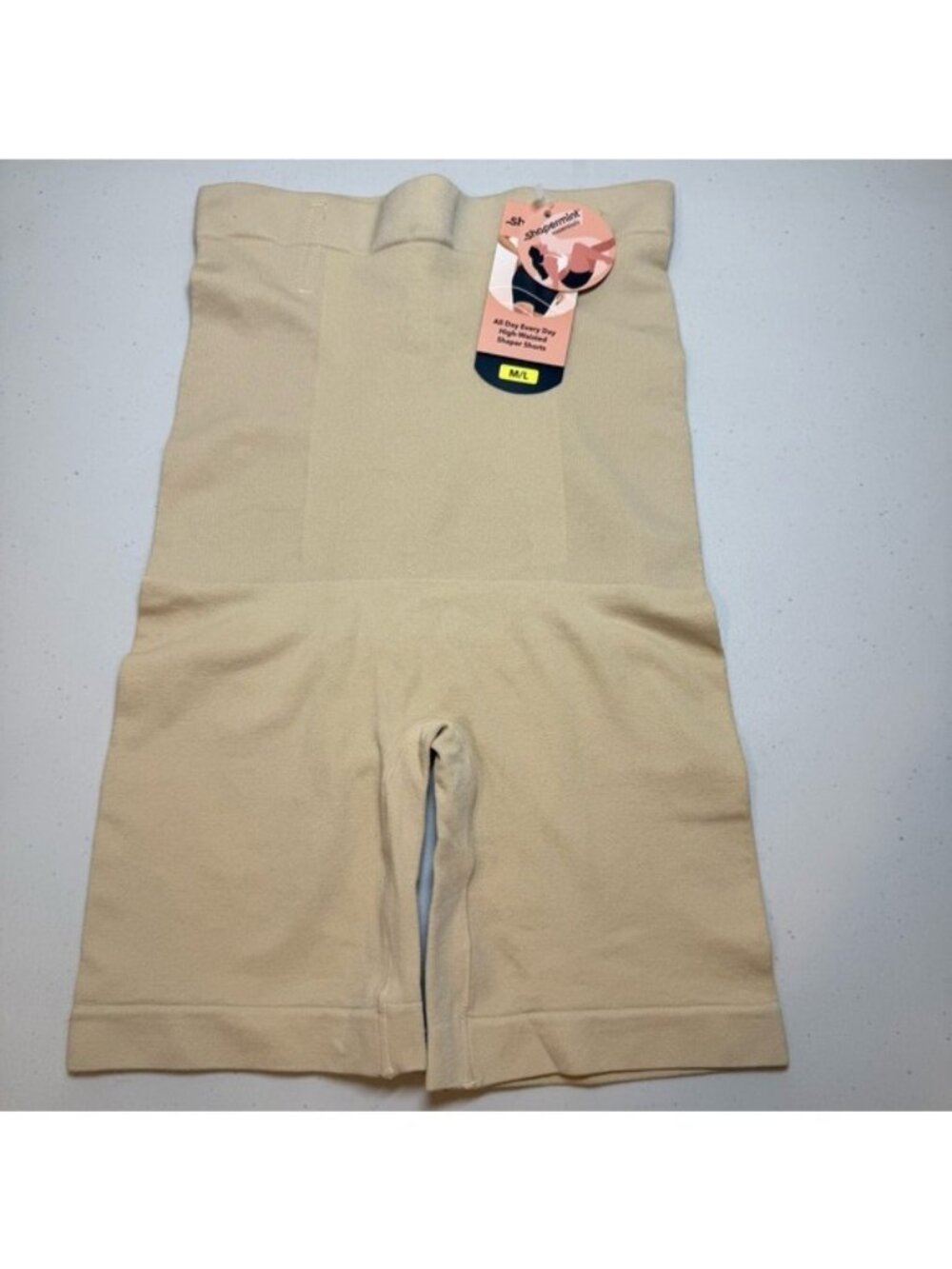 Shapermint Essentials All Day Every Day High Waisted Shaper Shorts Beige M/L NWT